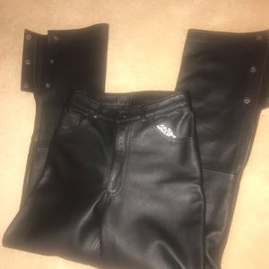 BEST QUALITY LEATHER PANTS-biker snaps